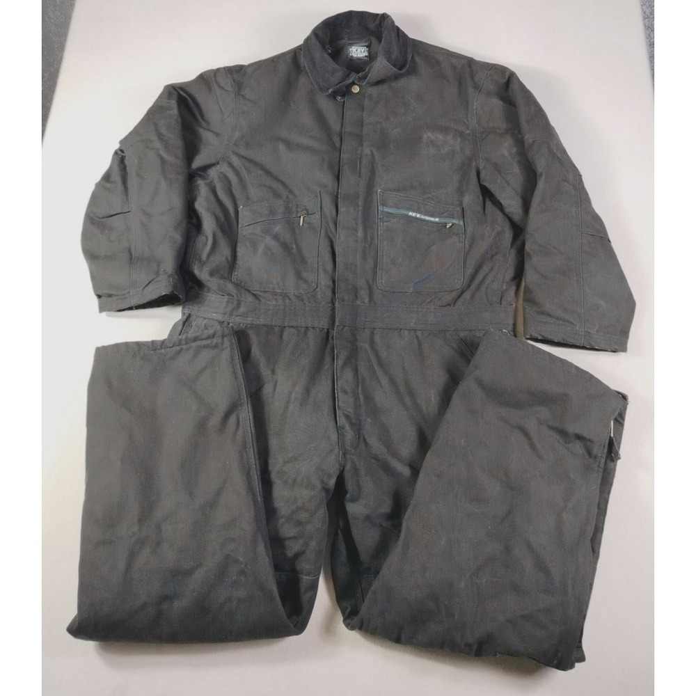 Key Coveralls Mens XLR Black Double Knee Insulated Quilted‎ Duck Canvas Workwear